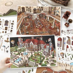 Paquete <span class=keywords><strong>de</strong></span> 4 pegatinas, hoja grande <span class=keywords><strong>de</strong></span> pegatinas <span class=keywords><strong>de</strong></span> paisajes en 3D: <span class=keywords><strong>Serie</strong></span> ''Mi Pequeña Casa'', Número 35 - Product Image 1