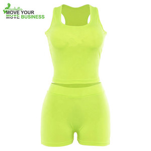 Arabella 2024 Custom Logo Sports Fashion Outdoor <strong>Women</strong> <strong>Neon</strong> Active Wear Reflective <strong>Clothing</strong> Two Pieces Crop Top and Short Set - Product Image 3