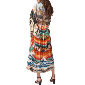 Kimono Couverture de plage Floral Civer Luxe Été Femmes Long Cardigan ouvert Caftan Kimono Robe de plage pour Bikini Ensemble - Product Image 4