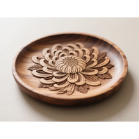 Plateau de service rond en bois de 22 cm, transparent, avec compartiments, pour servir des aliments, des collations, du petit-déjeuner, des fruits, petit plateau de service rond en bois