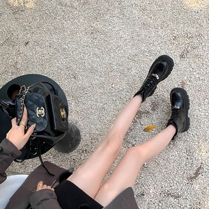 Women Lace Up Platform Boots Chunky Heel <b>Ankle</b> <b>Booties</b> with Metal Buckle Zipper Design Height Increasing Casual Fashion - Product Image 3