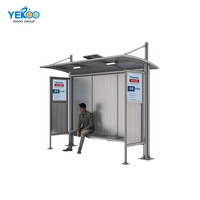 Abri d'arrêt de bus solaire YEROO personnalisé avec revêtement thermolaqué, profilés en aluminium et caissons lumineux publicitaires résistants aux intempéries