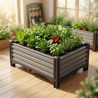 Jardinière rectangulaire en plastique PP imitation rotin, texture tressée marron, légère, moulée par injection