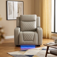 Fauteuil inclinable en cuir Frank au design moderne et confortable avec boîte de rangement dissimulée pour un salon familial chaleureux