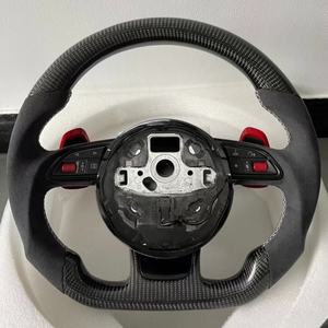 Volante de Fibra de Carbono Personalizado para <span class=keywords><strong>Audi</strong></span> A3 A4 A5 A6L A8 Q3 Q4 Q5 Q5 Q7 Q8 TT B9, Volante de Cuero de Ante - Product Image 1