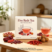 Mélange de tisanes cinq rouges pour la circulation sanguine, avec dattes rouges, cacahuètes à peau rouge, baies de goji rouges et longanes, vente en gros