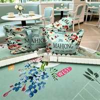Ensemble de Mahjong de luxe bleu clair à 4 couches comprenant un sac de Mahjong, un support de Mahjong, un tapis de Mahjong, une règle de Mahjong, etc. Accessoires de Mahjong