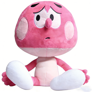Customized Quirky pink plush with expressive eyes for kids, Adorable pink <b>stuffed</b> <b>animal</b> with <b>large</b> head design - Product Image 1