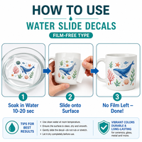 Décalcomanie céramique personnalisée pour glissière à l'eau, transfert haute température cuite au four pour tasses, assiettes, bols, vases, carreaux, décoration étanche