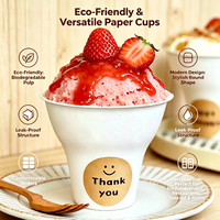 Gobelets à crème glacée biodégradables avec couvercles - Contenants à dessert jetables écologiques pour yaourts glacés, smoothies et glaces pilées