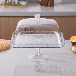 Base Rectangular Transparente para Pastel con Cubierta de Domo, Bandeja de Exhibición de Alimentos con Pedestal para Postres, Buffet, Fiestas, Hogar, Panadería, Cafetería - Product Image 3