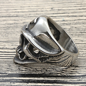 Men's Titanium Steel <b>Skull</b> <b>Ring</b> Stainless Steel Punk Style Officer <b>Ring</b> 27057 - Product Image 4