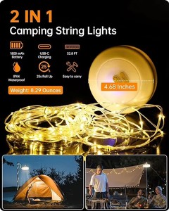 Lampe de camping LED rechargeable, étanche, guirlande lumineuse portable, lampe d'ambiance pour le camping en plein air, <span class=keywords><strong>la</strong></span> terrasse, <span class=keywords><strong>la</strong></span> décoration de fête - Product Image 6