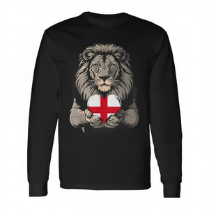 Camiseta de manga larga con bandera de Inglaterra y corazón de león, unisex, cuello redondo, impresión digital, deportes y juegos - Product Image 2