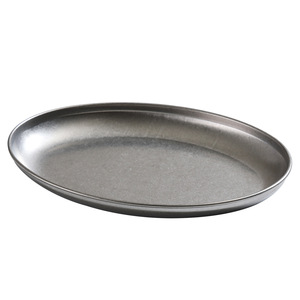 Retro Stainless Steel Oval Plate Gold Color Commercial Use Microwave Safe - Product Image 5