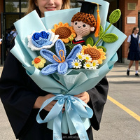 Fournisseur de fleurs au crochet, cadeau d'anniversaire, cadeau de remise de diplôme, bouquet de fleurs au crochet fait main créatif pour enfants