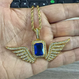 Liontin Sayap Malaikat Warna-warni SN280 Berlapis Emas dengan Rantai Tali Hip Hop dari Baja Anti Karat, Perhiasan Unisex, Hadiah Pesta - Product Image 5