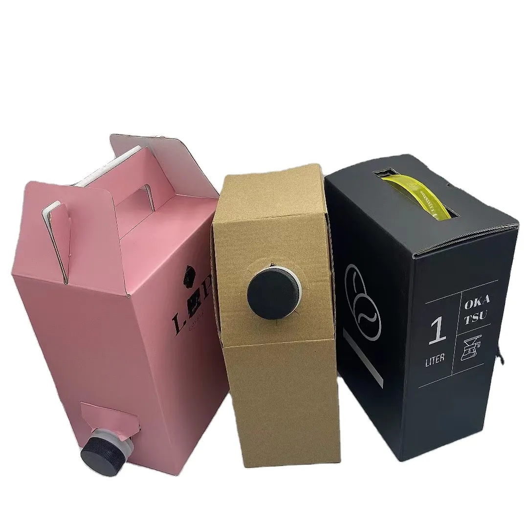 Handle Carton To Go Coffee Containers Water Liquid Carton 1L/3L/5L/10L/20L Wine Juice Coffee Packaging Paper Bag In Box