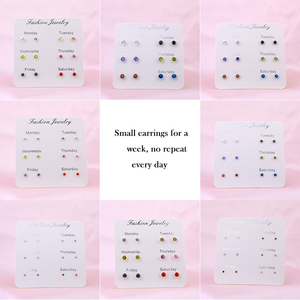 Pendientes de circón transparente de <span class=keywords><strong>acupuntura</strong></span> para estudiantes, aretes pequeños de resina, moda coreana - Product Image 2