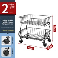 MasterACCT 3Tcart2 Metal Keukenrek 3 Planken voor Fruit- en Groentebewaring Duurzame Vloerwagen Organizer Stapelbare Mandjes