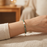 Bracelet délicat en perles d'eau douce et pierres précieuses 7 chakras, minimaliste, en acier inoxydable plaqué or PVD, bijoux de yoga et de guérison, vente en gros