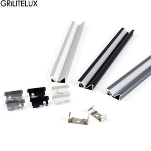 Profilé en aluminium LED, diffuseur de bande LED encastrée, éclairage oblique à 45 degrés, éclairage LED caché sous l'armoire - Product Image 2