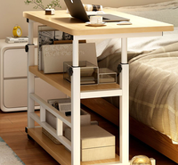 Bureau d'ordinateur en bois sur mesure, réglable en hauteur, avec étagère