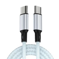 Kabel Data USB kepang nilon 60W, 3A pengisian daya cepat untuk iPhone 16 dan untuk Huawei TPE jaket Tipe C ke C kabel pengisian cepat