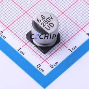 Condensador Electrolítico de Aluminio SMD UD2E6R8M1010, D10xL10.2mm 6.8uF 20% 250V 10mm - Product Image 1