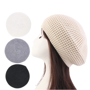 Béret en <span class=keywords><strong>tricot</strong></span> Vintage pour <span class=keywords><strong>femme</strong></span>, casquette d'hiver décontractée, élastique, couleur unie, <span class=keywords><strong>bonnet</strong></span> chaud pour l'extérieur, fête - Product Image 2
