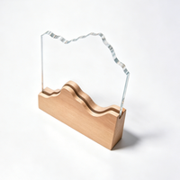 Expédition directe d'usine, vente en gros, trophée en cristal personnalisé avec base en bois, trophée en verre transparent, cadeau personnalisable