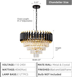 Hiện Đại Đèn Chùm Pha Lê <span class=keywords><strong>3</strong></span> tầng vàng đen ánh sáng mặt dây chuyền đồ đạc 16in Vòng tuôn ra Gắn Đèn chùm trần chiếu sáng - Product Image 3