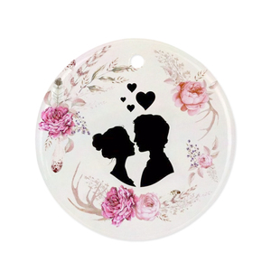 Entrepôt américain Livraison gratuite Forme ronde Décoration d'arbre <span class=keywords><strong>de</strong></span> Noël <span class=keywords><strong>de</strong></span> 3 pouces Plaques d'ornements en céramique vierges à sublimation suspendue - Product Image 4