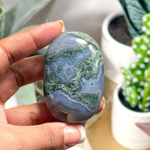 Venta al por mayor de cristales de ágata natural, artesanías de piedra, ágata musgosa a granel, piedra de palma para meditación - Product Image 2