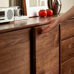 מזנון מעץ מלא של אגוז שחור נורדי - ארון אחסון לסלון בסגנון יפני פשוט, מתאים גם כשולחן תה לבית - Product Image 4