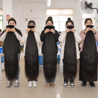 Rambut Manusia India Mentah, Bundel Rambut Double Drawn Virgin dengan Kutikula Tersusun Rapi, Ekstensi Jahit, Warna Hitam Alami, Vendor Rambut Grosir