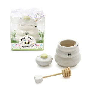 Vaso di miele in ceramica bianca con Set di coperchio destinato a regali di festa delle api per matrimonio Baby Shower Souvenir Idea <span class=keywords><strong>regalo</strong></span> di nozze - Product Image 1