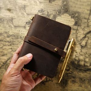Refillable Handmade Genuine Leather Unlined Notebook Pocket Size Blank <b>Journal</b> Mini Portable Travellers <b>Journal</b> Notebook - Product Image 1