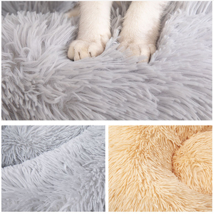 Camas para Perros y Gatos, Cama de Perro Tipo Donut de Piel Sintética Cálida para Invierno, Anti-Ansiedad, Nido Acogedor para Mascotas Peludas - Product Image 4