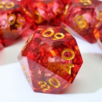 Ensemble de dés polyédriques créatifs faits à la main en résine avec cœur liquide et dragon rouge pour DND TRPG Jeu de société - DH6