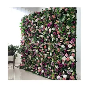 OEM and ODM Golden Supplier Artificial Silk Rose Flower Wall with Customizable Design