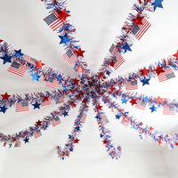 Tira Decorativa para el Día de la Independencia Americana, Adorno Colgante para el 250 Aniversario, Accesorios para Disfraces, Colgante de Tira Colorida con Estrellas