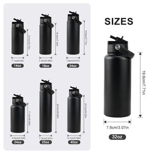 Custom Logo 32oz Insulated Stainless Steel Double Wall Vacuum Water Bottle Handle Lid Straw BPA Free 12-24hrs <b>Thermal</b> Insulation - Product Image 2