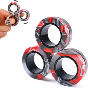 Magnetische Fidget Ring Stress Verlichting Sensorische Speelgoed Decompressie Spinner Fidget Speelgoed 3 Stuks Voor Volwassenen