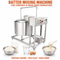 Mélangeur de pâte pour tempura de poulet, capacité de travail de 100 litres, moteur de 1,5 kilowatt, enveloppe en acier