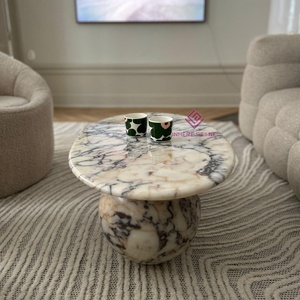 Custom Calacatta Viola Marble <strong>Coffee</strong> <strong>Table</strong> <strong>Oval</strong> With Solid Leg Living Room Center <strong>Table</strong> Modern Luxury End <strong>Table</strong> - Product Image 3