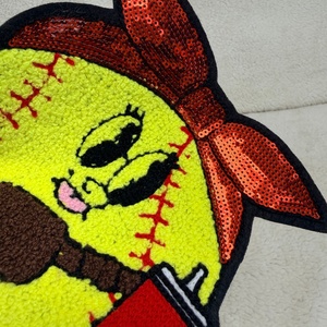 Black Full Border Locking Stitch Cute Cartoon Characters <b>Sequin</b> Embroidery Iron On Chenille Embroidery Patches for Hat Coats - Product Image 2