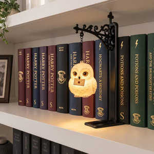 Lampe de chevet hibou magique créative, support de livre suspendu, artisanat en métal décoratif, décoration de la maison, style moderne et minimaliste - Product Image 2