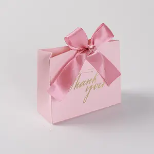 Yiwu fornitori forma quadrata cartone all'ingrosso pieghevole regalo biscotto caramelle nuziali Dessert rosa grazie scatole per regali porta