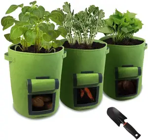 Organische Vilt Groeiende Plant Tan Grow Bags Voor Hydrocultuur Groeiende Mesh Pot